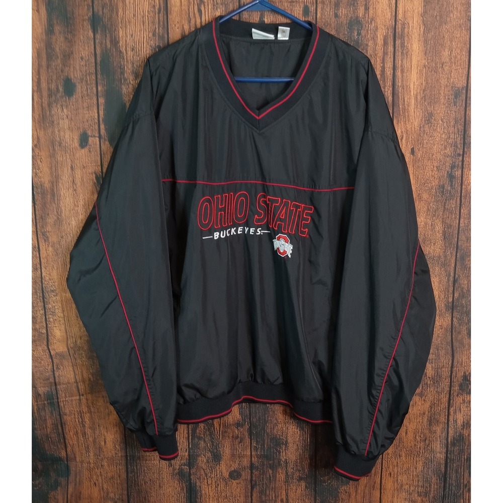 Ohio State Buckeyes Red Oak Sportswear Windbreaker Pullover Black Mens XXL 4447
